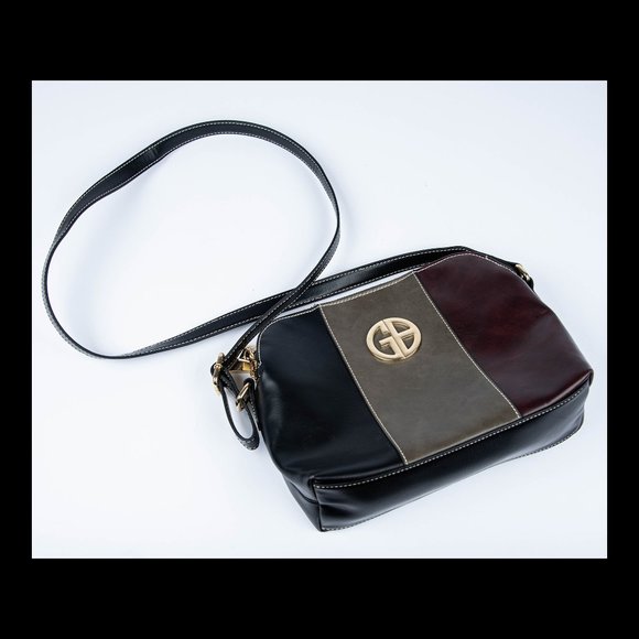 Giani Bernini Womens Black Gray Burgundy Colorblock Crossbody Purse EUC - Picture 1 of 5
